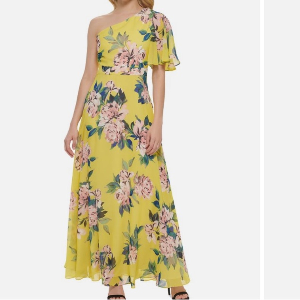 NWOT Eliza J one shoulder floral maxi - Picture 2 of 12